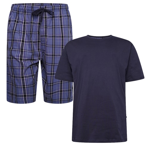 KAM Tee & Check Short Set Navy
